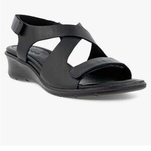 Ecco Women's Black Wedge Sandals